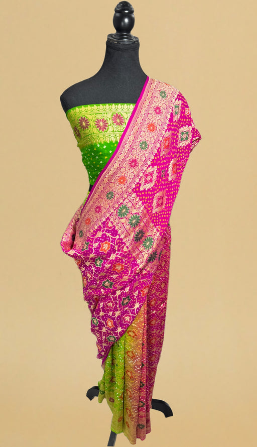 buy bandhani banarasi saree online 