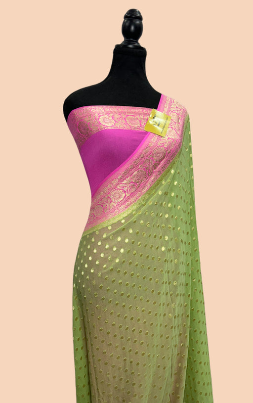Buy Pista Khaddi Georgette banarasi saree online in Us