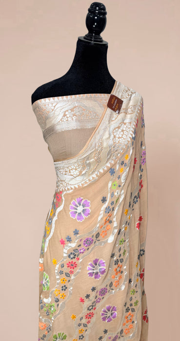 Khaddi Georgette Banarasi Handloom Saree - Meenakari