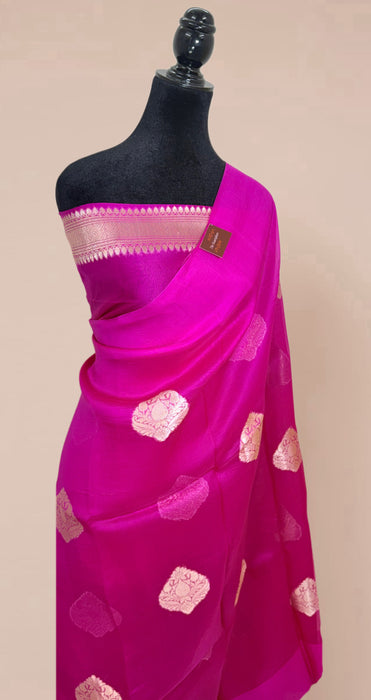 Rani Pure Kora Organza Banarasi Handloom Saree