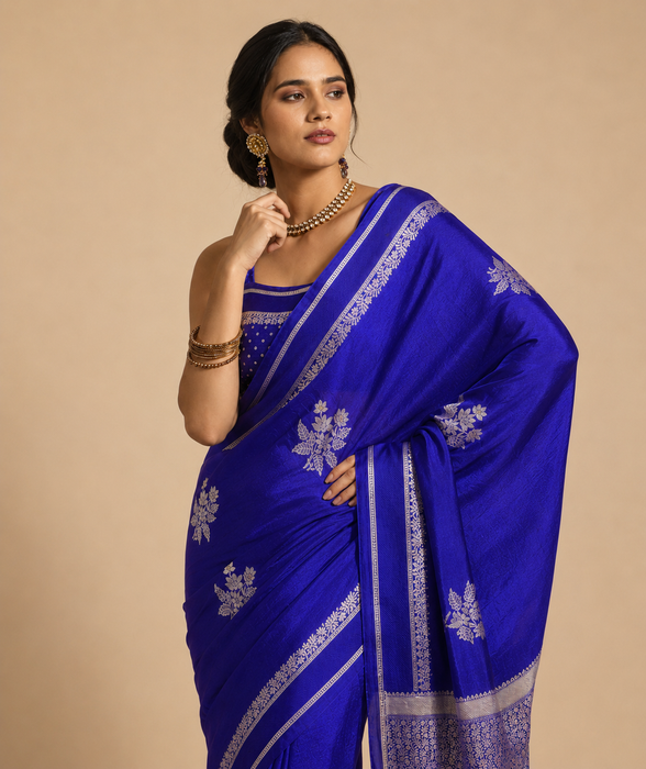 Blue Pure Mango Katan Banarasi Handloom Saree