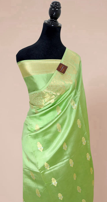 Green Pure Mango Katan Banarasi Handloom Saree