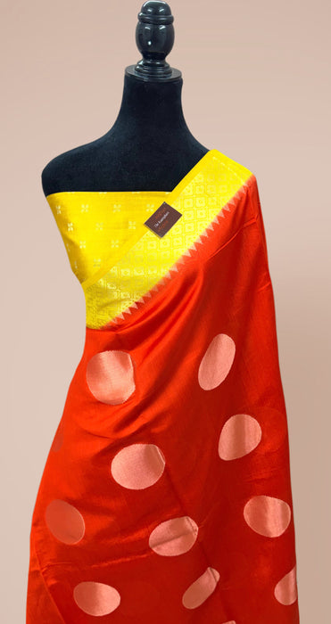 Red Pure Raw Mango Banarasi Handloom Saree - Designer Motifs