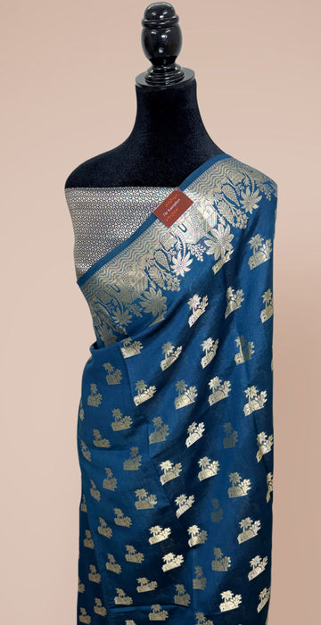 Midnight Blue Pure Silk Banarasi Handloom Saree