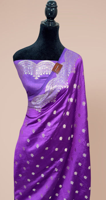 Purple Pure Raw Mango Banarasi Handloom Saree - Designer Motifs