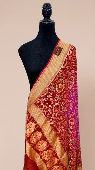 Pure Georgette Bandhani Banarasi Handloom Dupatta