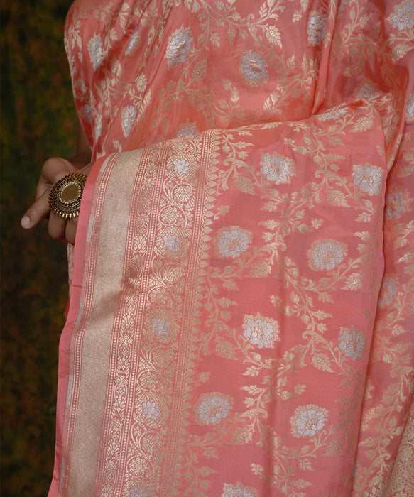 Pure Katan Banarasi Handloom Saree - Sona Roopa Jaal Work