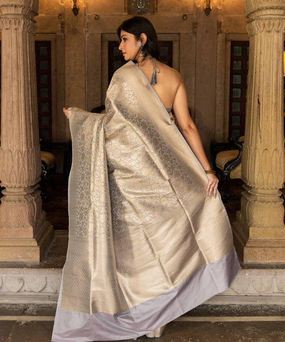 Pure Katan Banarasi Handloom Saree - Sona Jaal Work