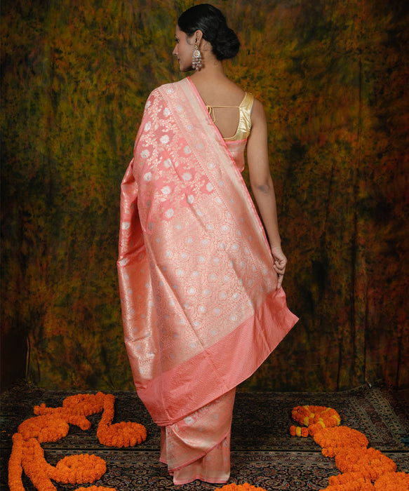 Pure Katan Banarasi Handloom Saree - Sona Roopa Jaal Work