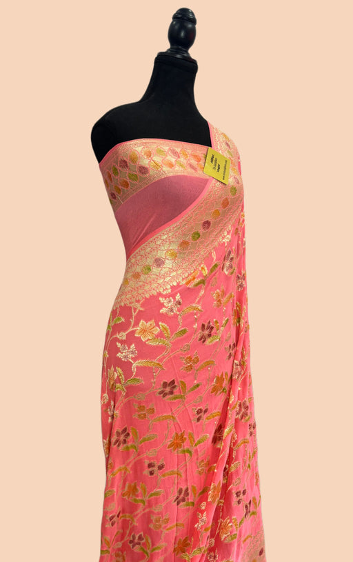 buy pastel red khaddi saree online in US
