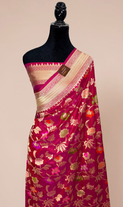 Rani Pure Katan Banarasi Handloom Saree - Meenakari Work