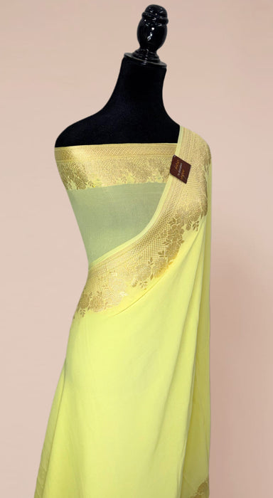 Khaddi Georgette Banarasi Handloom Saree - Water Zari