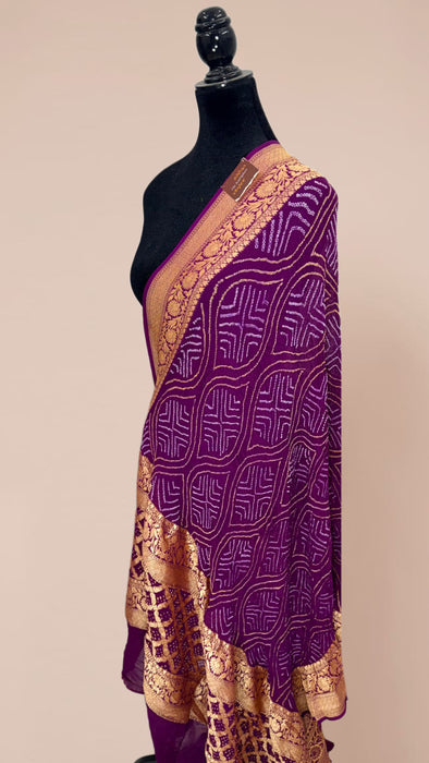 Pure Georgette Bandhani Banarasi Handloom Dupatta