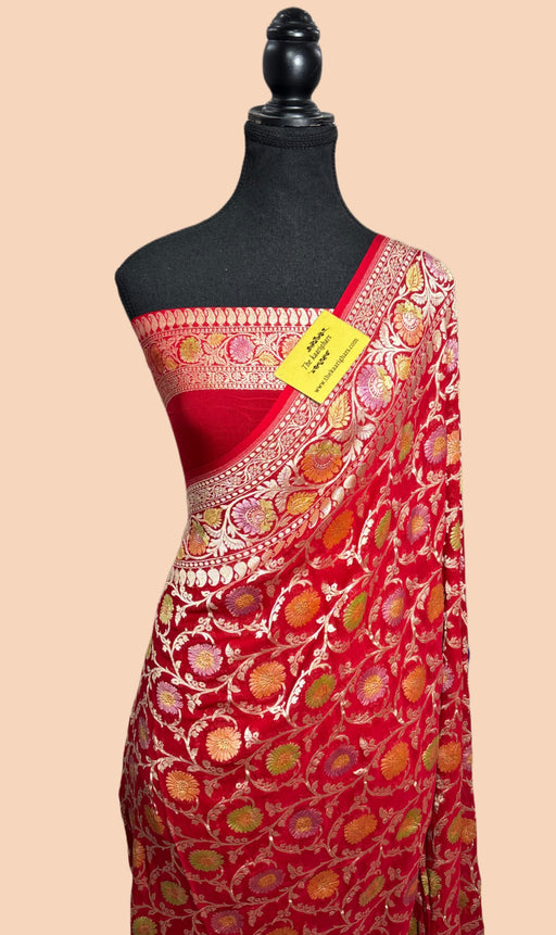 Buy Red Pure Khaddi Georgette saree online