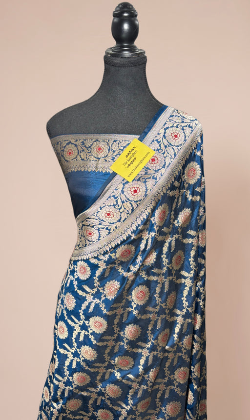 Buy Nita Ambani Blue Banarasi Saree