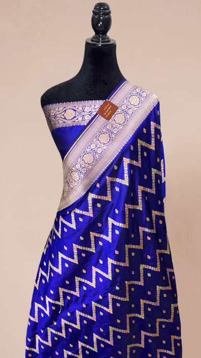 Blue Pure Katan Banarasi Handloom Saree - Meenakari Work