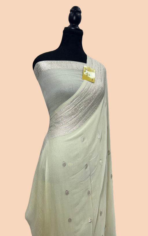 Buy White Banarasi Georgette saree online nin US