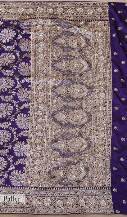 Pure Katan Banarasi Handloom Saree - Zardozi Dabka Work