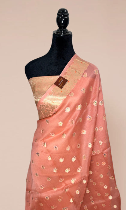 Pure Kora Banarasi Handloom Saree - Meenakari Motifs