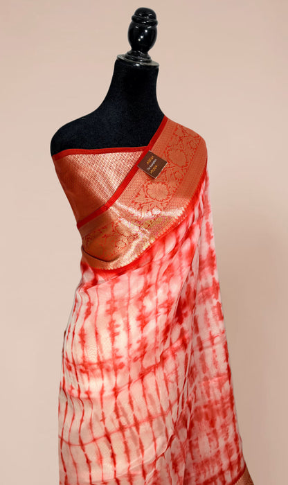 Red Pure Kora Organza Banarasi Handloom Saree