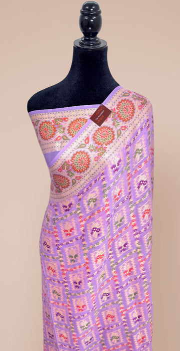 Lavender Pure Khaddi Chiffon Banarasi Saree - Meenakari Work