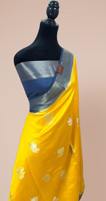 Yellow Pure Raw Mango Banarasi Handloom Saree - Designer Motifs