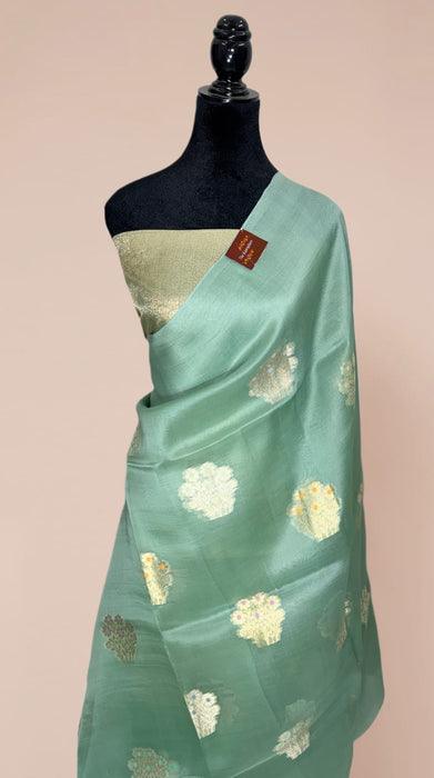 Pure Kora Banarasi Handloom Saree - Meenakari Motifs
