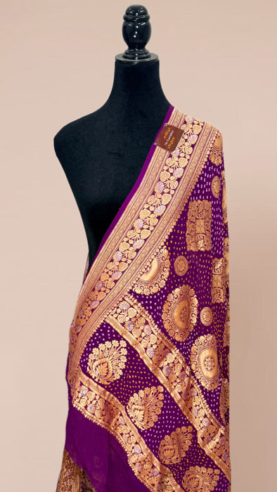 Pure Georgette Bandhani Banarasi Handloom Dupatta
