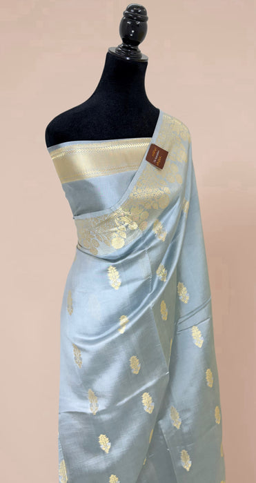 Blue Pure Mango Katan Banarasi Handloom Saree