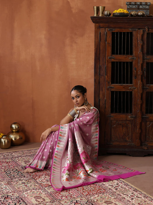 Pure Tussar Georgette Banarasi Handloom Saree - Paithani