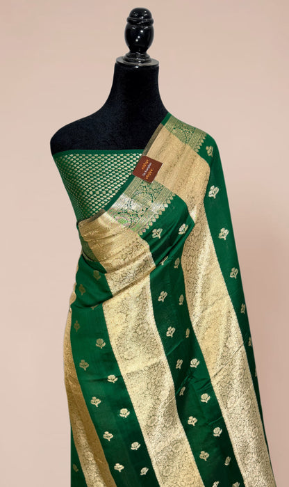 Green Pure Tissue Chiniya Banarasi Handloom Saree