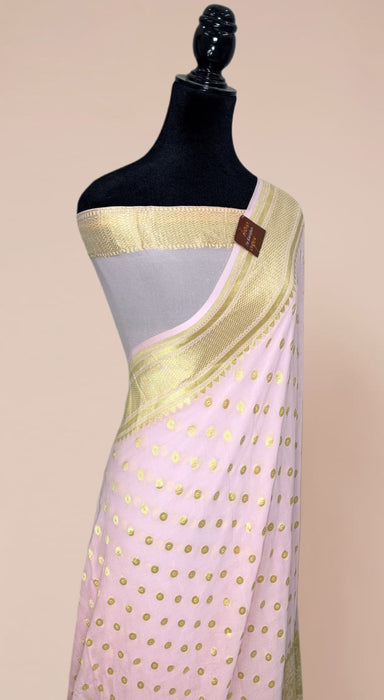 Pink Khaddi Georgette Banarasi Handloom Saree - Water Zari