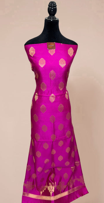 Rani and Blue Pure Chiniya Silk Banarasi Suit