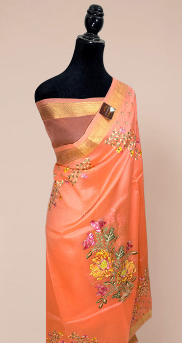 Pure Organza Banarasi Handloom Saree - Chikankari