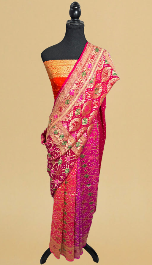 buy bandhani banarasi saree online