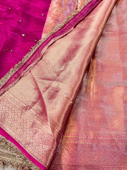 Rani Pure Banarasi Tissue Handloom Saree - Handwork