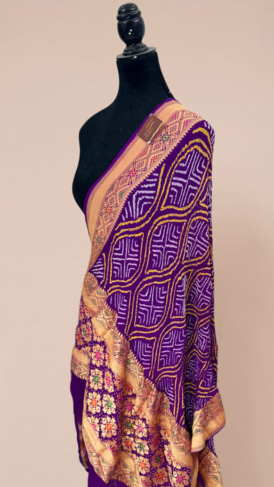 Pure Georgette Bandhani Banarasi Handloom Dupatta