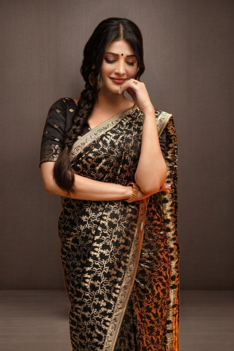 Shruti Haasan Pure Katan Silk Banarasi Handloom Saree