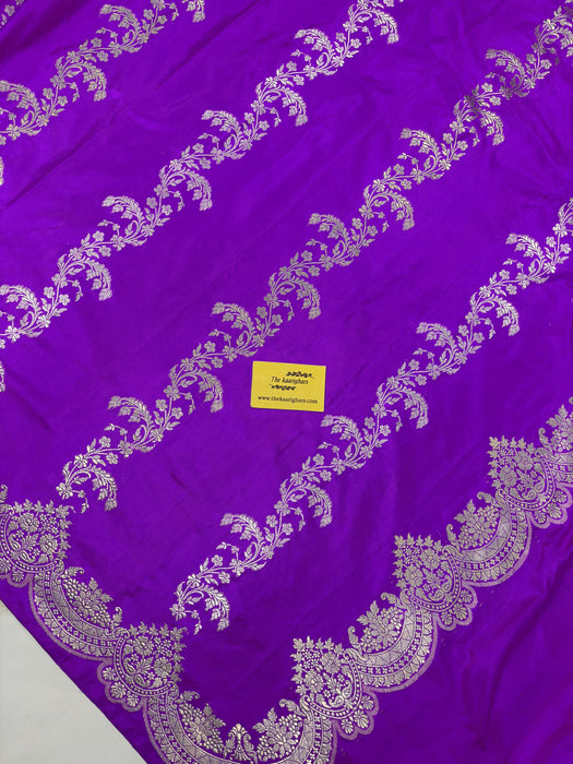 Dirty Purple Pure Katan Banarasi Handloom Saree - Kadiyal Jaal Work