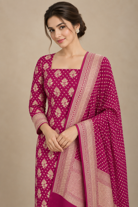 Pure Khaddi Georgette Banarasi Suit
