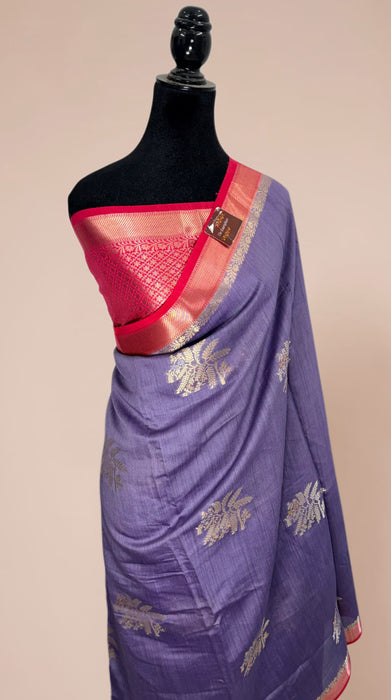 Midnight Gray Pure Moonga Banarasi Handloom Saree - Designer Saree