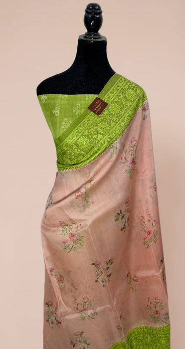 Pure Organza Banarasi Handloom Saree - Chikankari with Digital Print