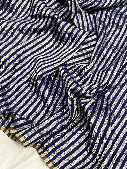 Navy Pure Banarasi Tissue Munga Handloom Saree - Designer Work