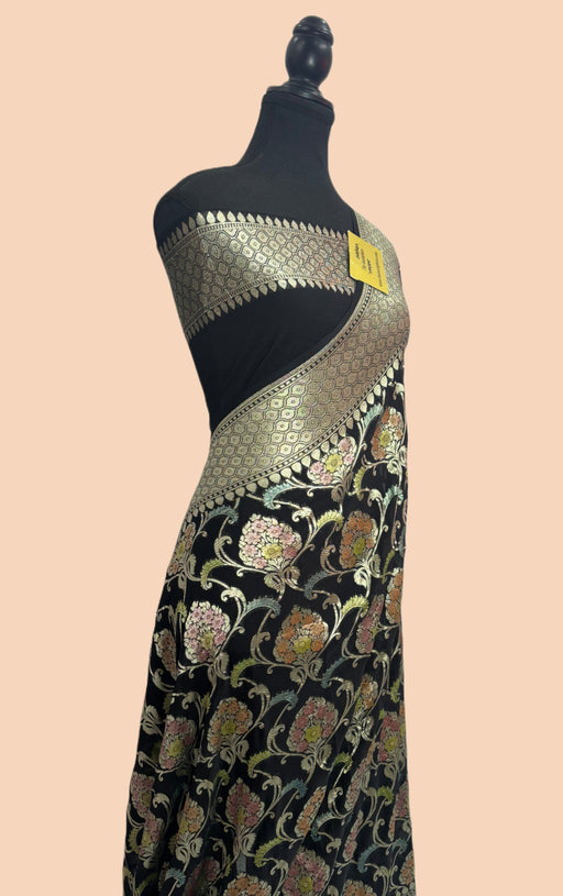 Buy Black Khaddi georgette saree online in US