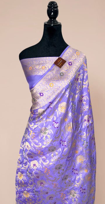 Lavender Pure Katan Banarasi Handloom Saree - Meenakari Work