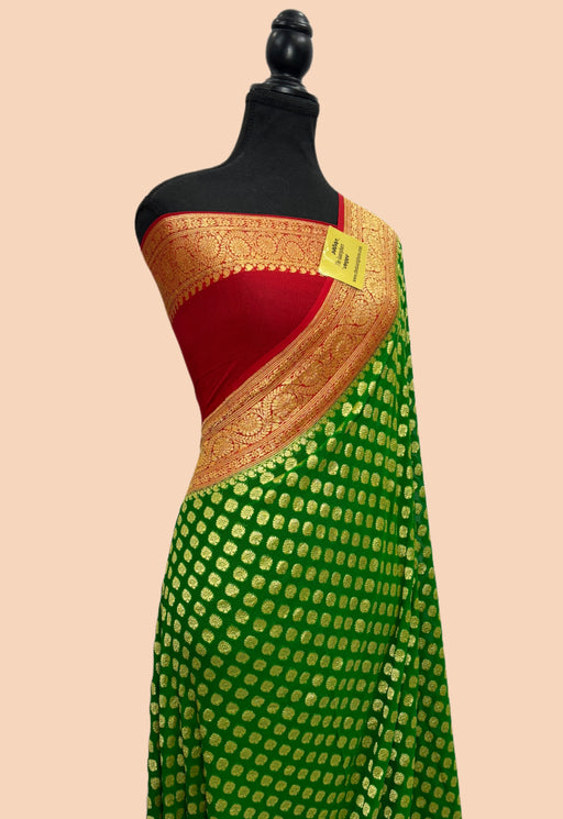 Buy Green Khaddi Georgette saree online in US
