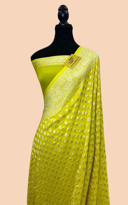 buy yellow georgette banarasi saree online in Us
