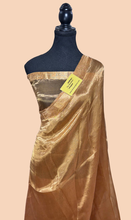 Gold Pure Banarasi Tissue Handloom Saree - Reshmi Zari