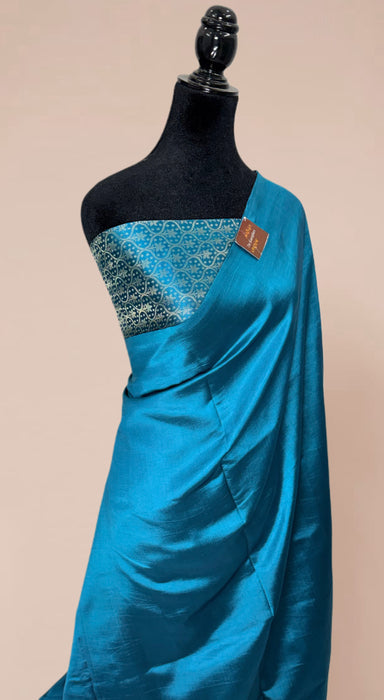 Blue Pure Raw Mango Banarasi Handloom Saree