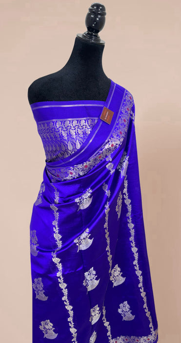 Royal Blue Pure Mango Katan Banarasi Handloom Saree